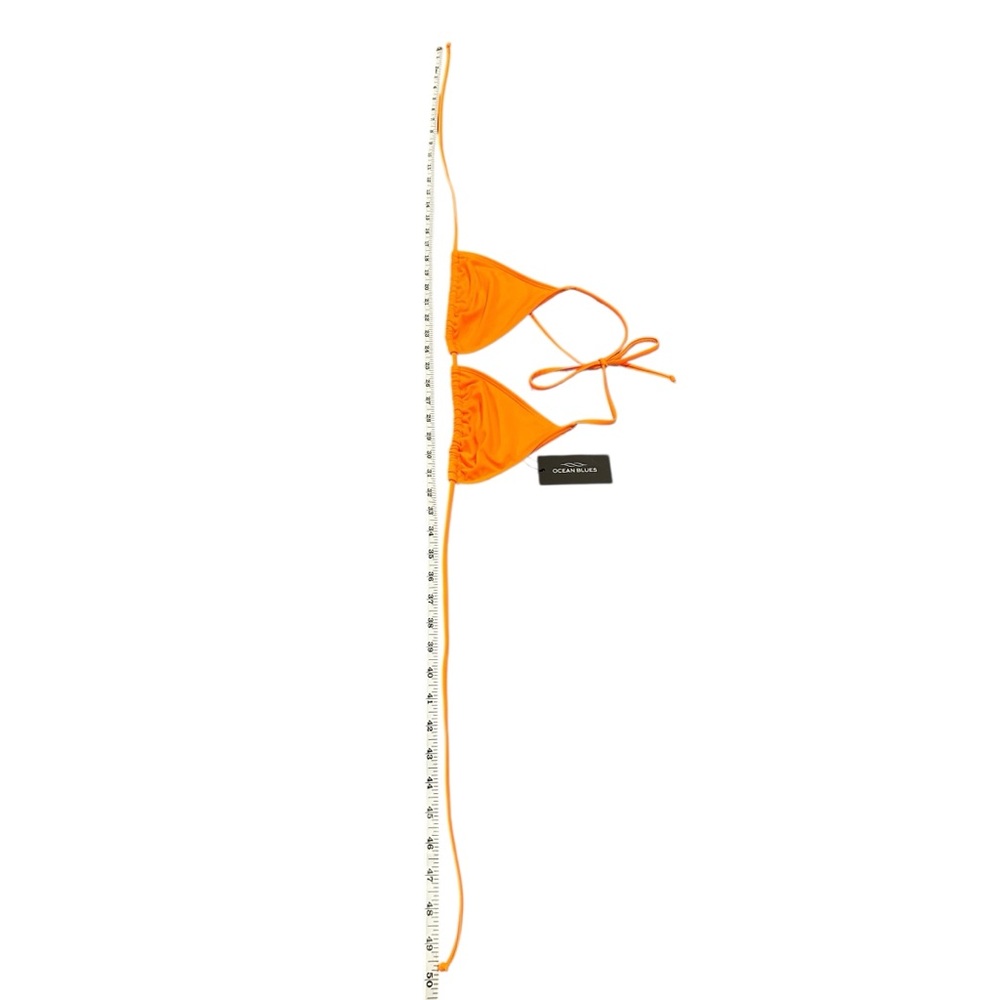 🧡Ocean Blues Neon Orange Triangle String Bikini Top - Picture 6 of 8